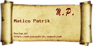 Matics Patrik névjegykártya
